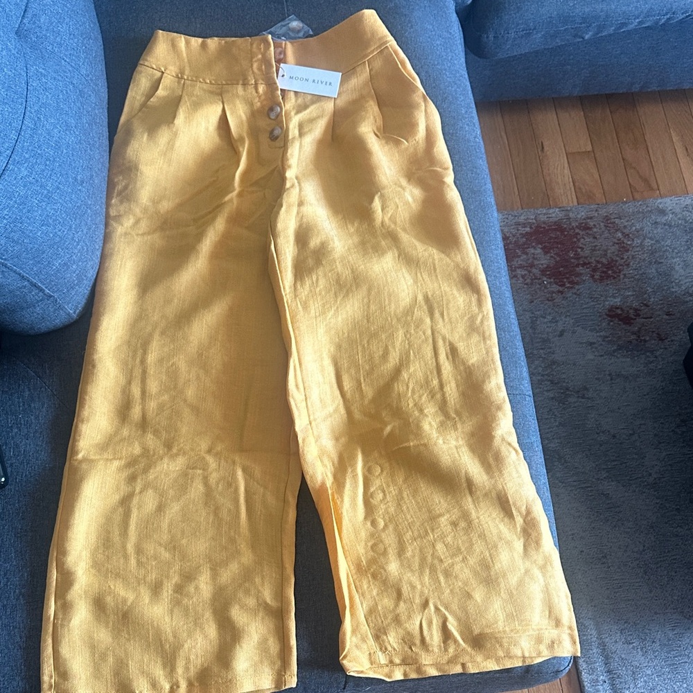 Moon River Sunny Yellow  Casual Pants